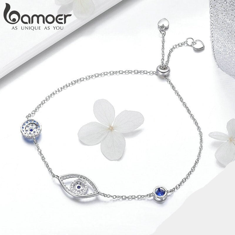 Pulseira em Prata 925 Olho Grego Zircônia Azul