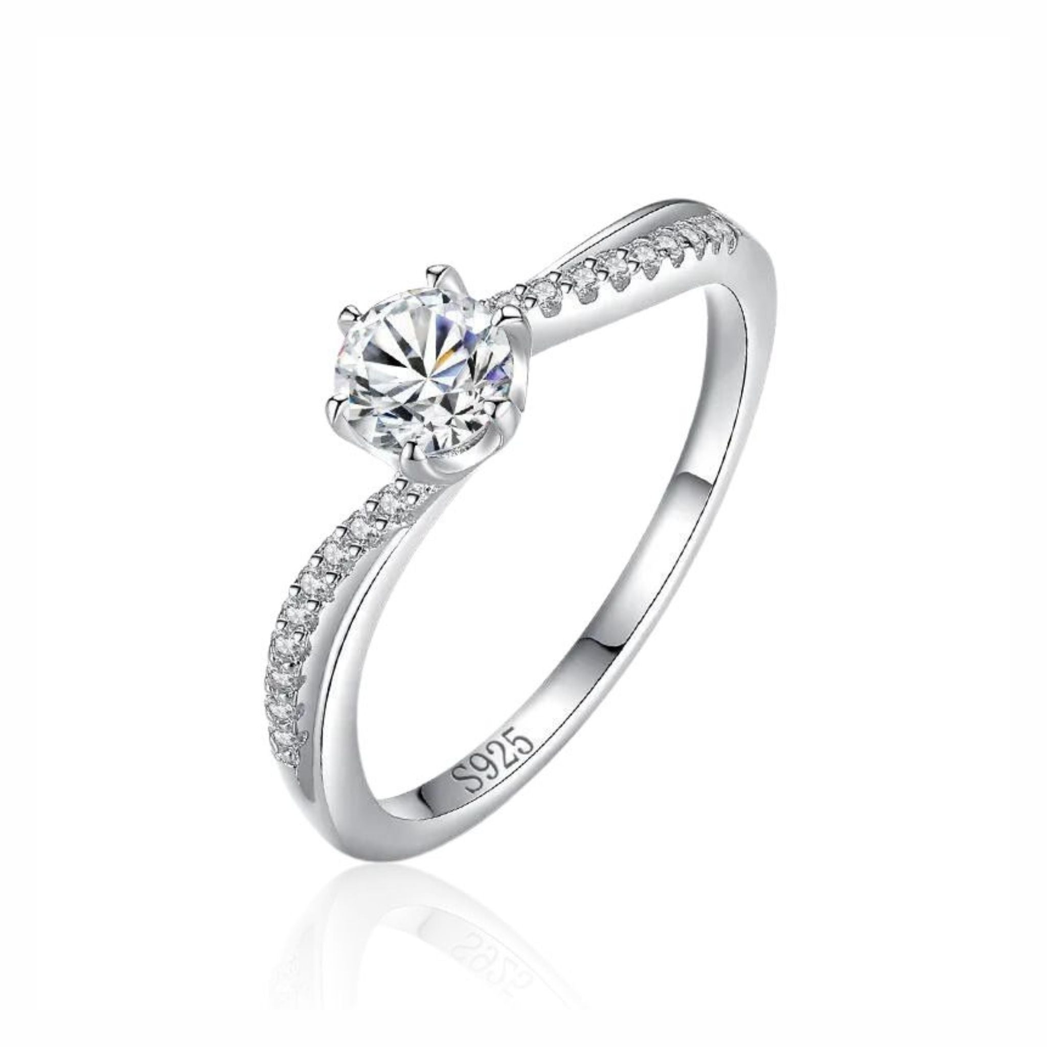 Anel Solitário Torcido em Prata 925