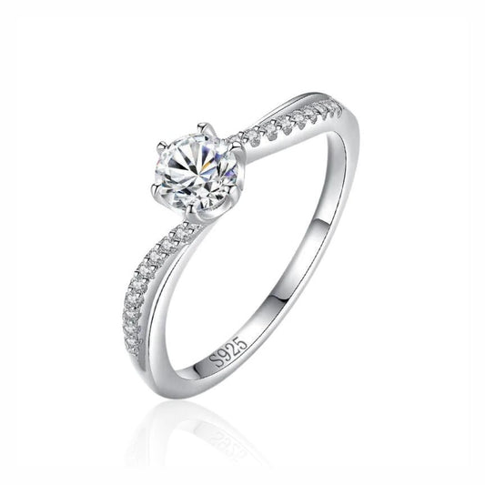 Anel Solitário Torcido em Prata 925