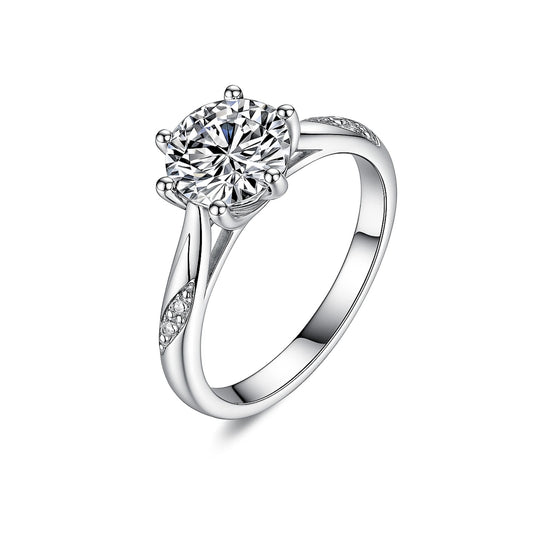 Anel de Noivado Banhado a Ouro Branco