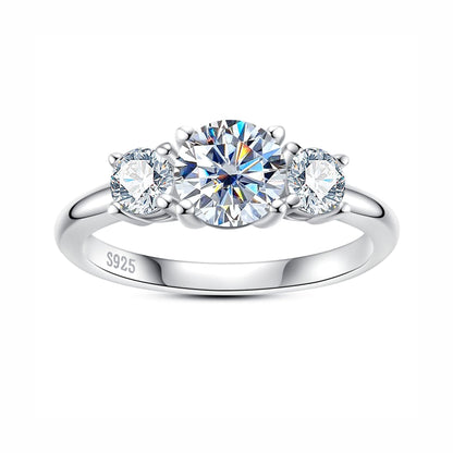 Anel de Noivado Triplo Brilho Moissanite