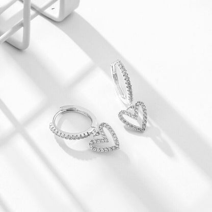 Brinco Coração Cravejado em Zircônias