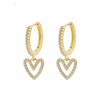 Brinco Coração Cravejado em Zircônias