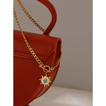 Colar Banhado em Ouro 18k Pendente Sol Ancestral