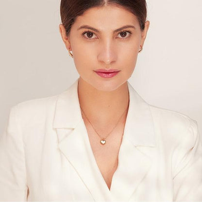 Colar Banhado em Ouro 18k Pingente Coração Cute