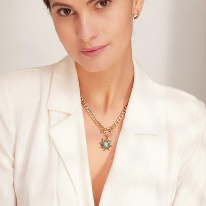 Colar Banhado em Ouro 18k Pendente Sol Ancestral