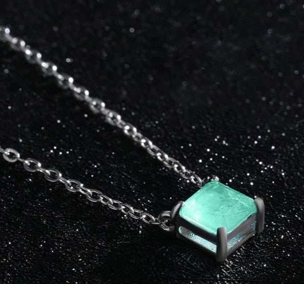 Colar em Prata 925 Turmalina Quadrada