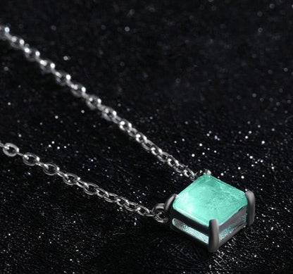 Colar em Prata 925 Turmalina Quadrada