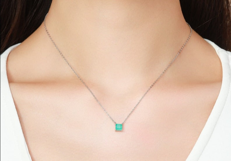 Colar em Prata 925 Turmalina Quadrada