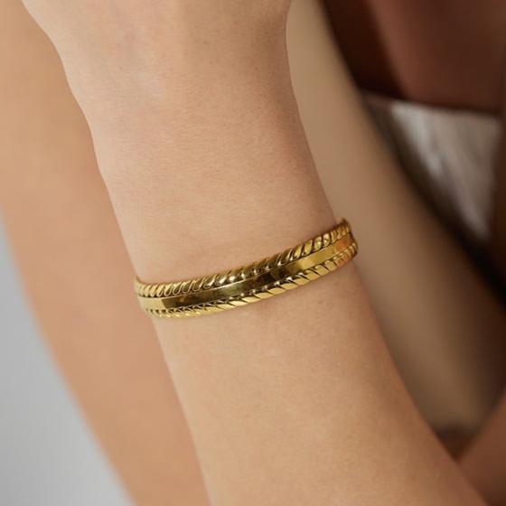 Pulseira Banhada em Ouro 18k Trança Vintage