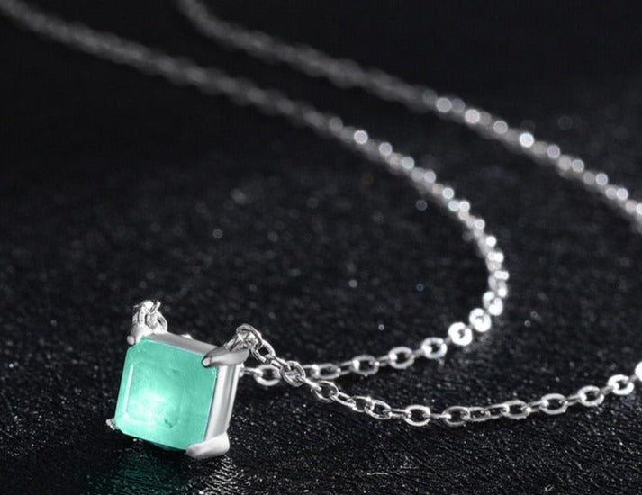 Colar em Prata 925 Turmalina Quadrada