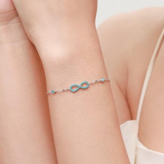 Pulseira em Prata 925 Infinito Turquesa