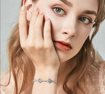 Pulseira em Prata 925 Ajustável Olho Greto Triplo