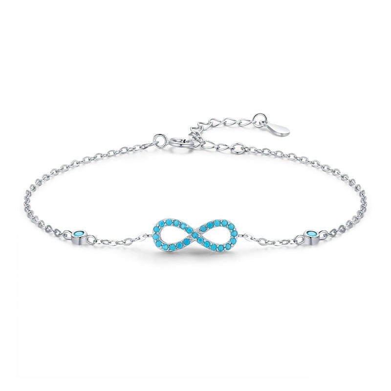 Pulseira em Prata 925 Infinito Turquesa