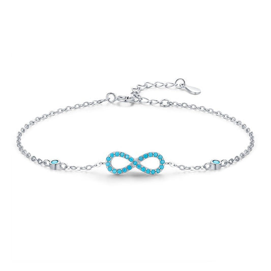 Pulseira em Prata 925 Infinito Turquesa