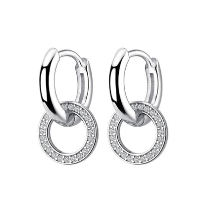 Brinco em Prata 925 Dupla Argola Cravejado