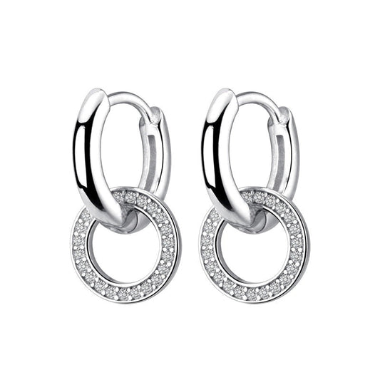 Brinco em Prata 925 Dupla Argola Cravejado