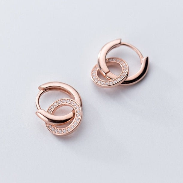 Brinco em Prata 925 Dupla Argola Cravejado