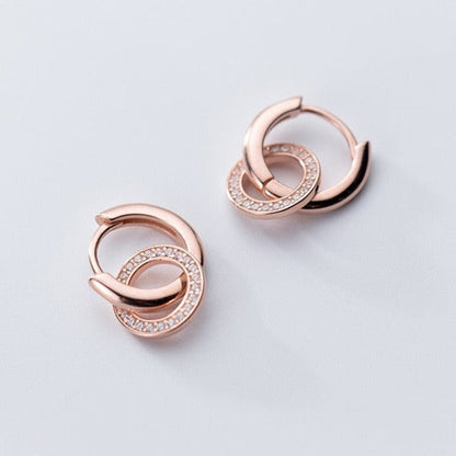 Brinco em Prata 925 Dupla Argola Cravejado