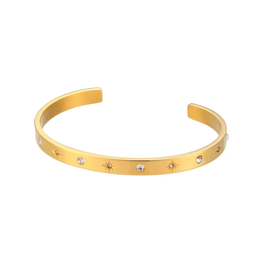 Braceletes Banhado em Ouro 18k Ajustáveis Estrelas Minimalistas