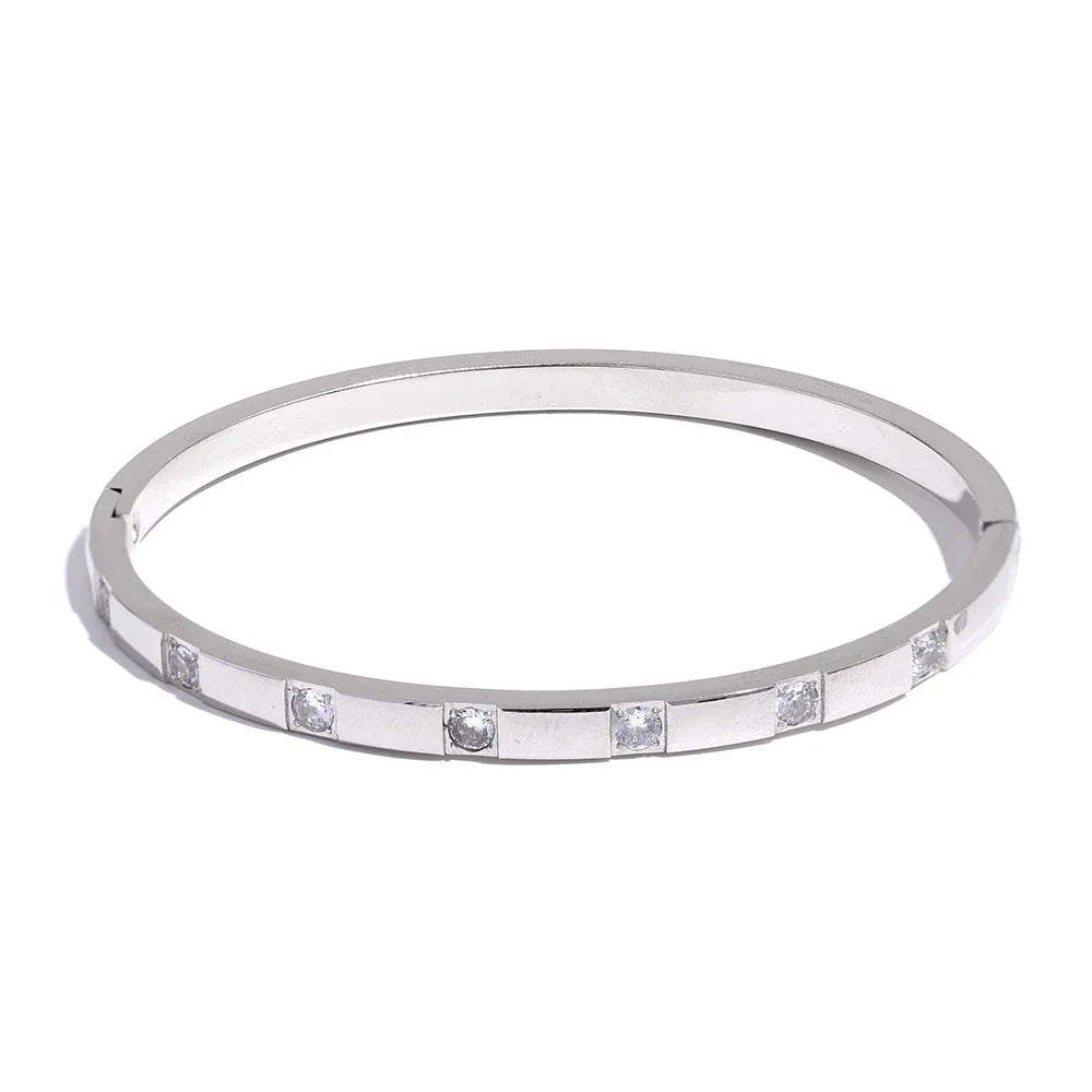 Bracelete Banhado em Ouro 18k Cravejado Zircônia Minimalista