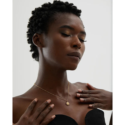 Colar Banhado em Ouro 18k Pendente Sol Ancestral