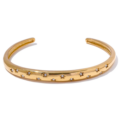 Bracelete Banhado em Ouro 18k Minimalista Estrelas em Zircônia
