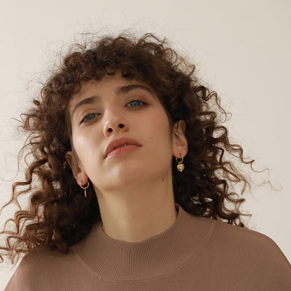 Brinco Banhado em Ouro 18k Pendente Olho Grego