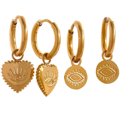 Brinco Banhado em Ouro 18k Pendente Olho Grego