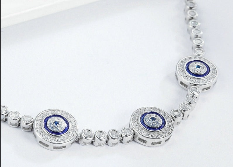 Pulseira em Prata 925 Ajustável Olho Greto Triplo