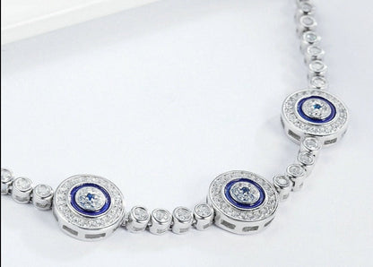 Pulseira em Prata 925 Ajustável Olho Greto Triplo