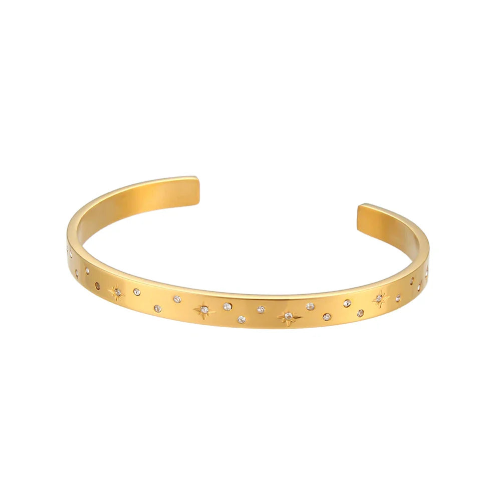 Braceletes Banhado em Ouro 18k Ajustáveis Estrelas Minimalistas