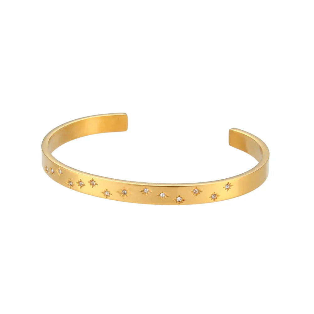 Braceletes Banhado em Ouro 18k Ajustáveis Estrelas Minimalistas