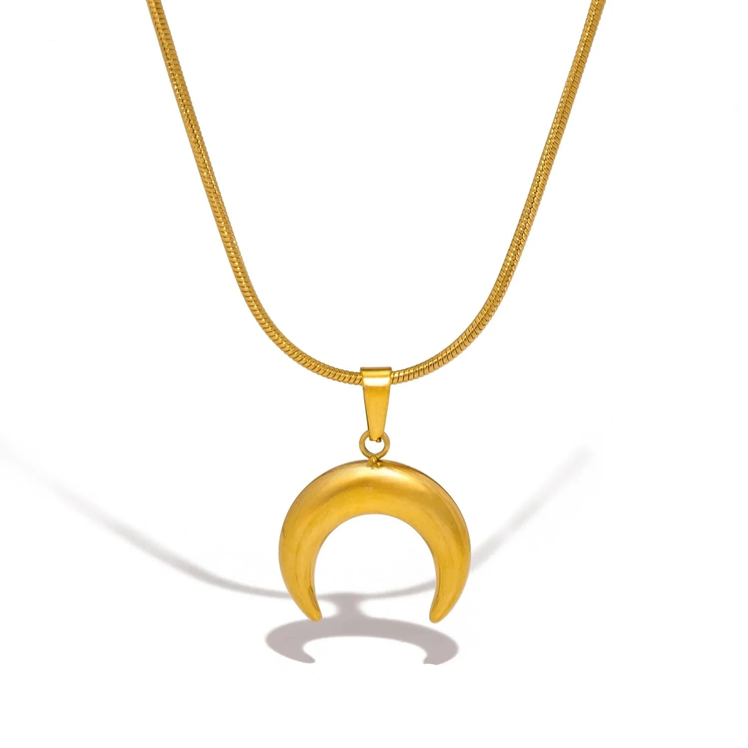 Colar Banhado Em Ouro 18k Lua Crescente