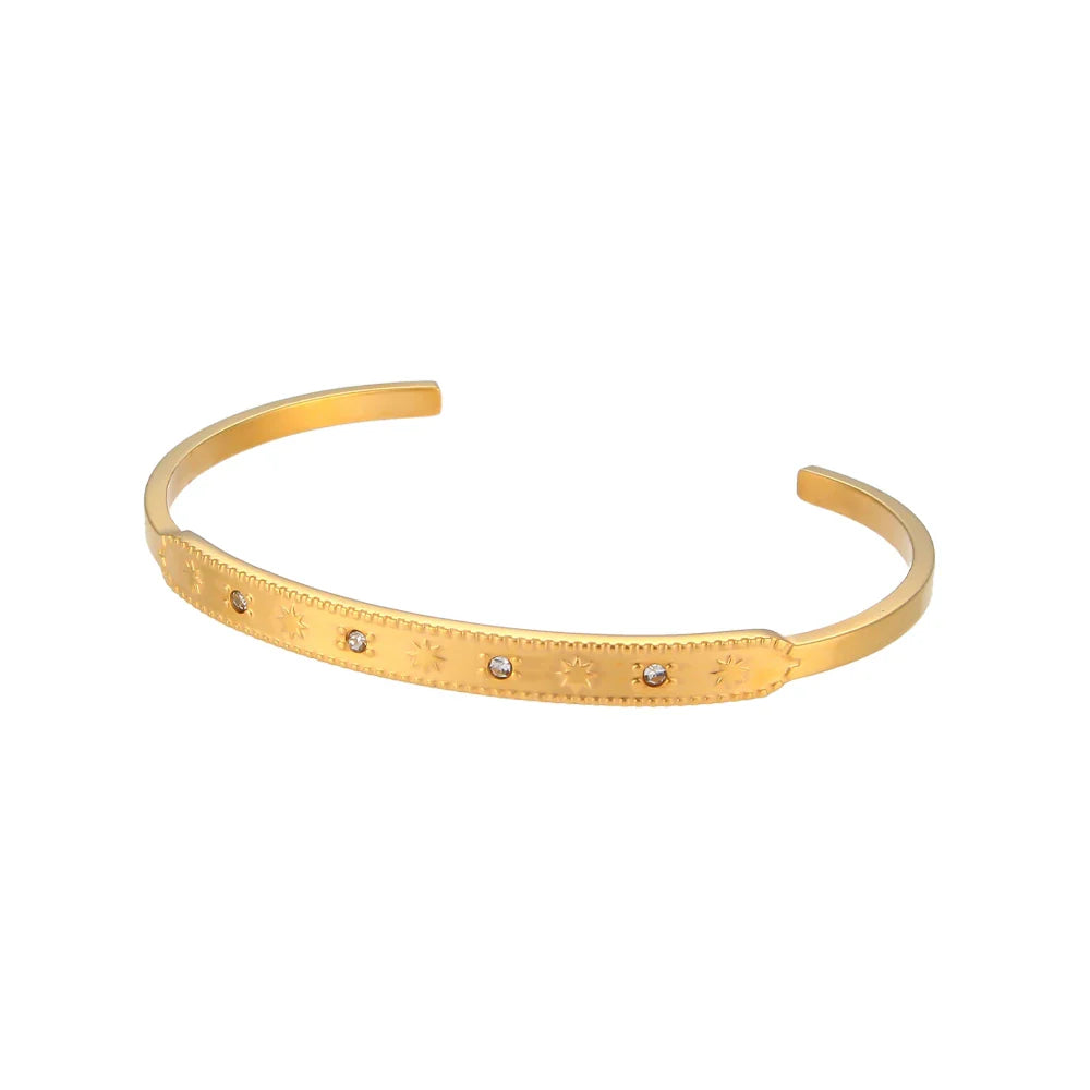 Braceletes Banhado em Ouro 18k Ajustáveis Estrelas Minimalistas