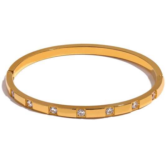 Bracelete Banhado em Ouro 18k Cravejado Zircônia Minimalista