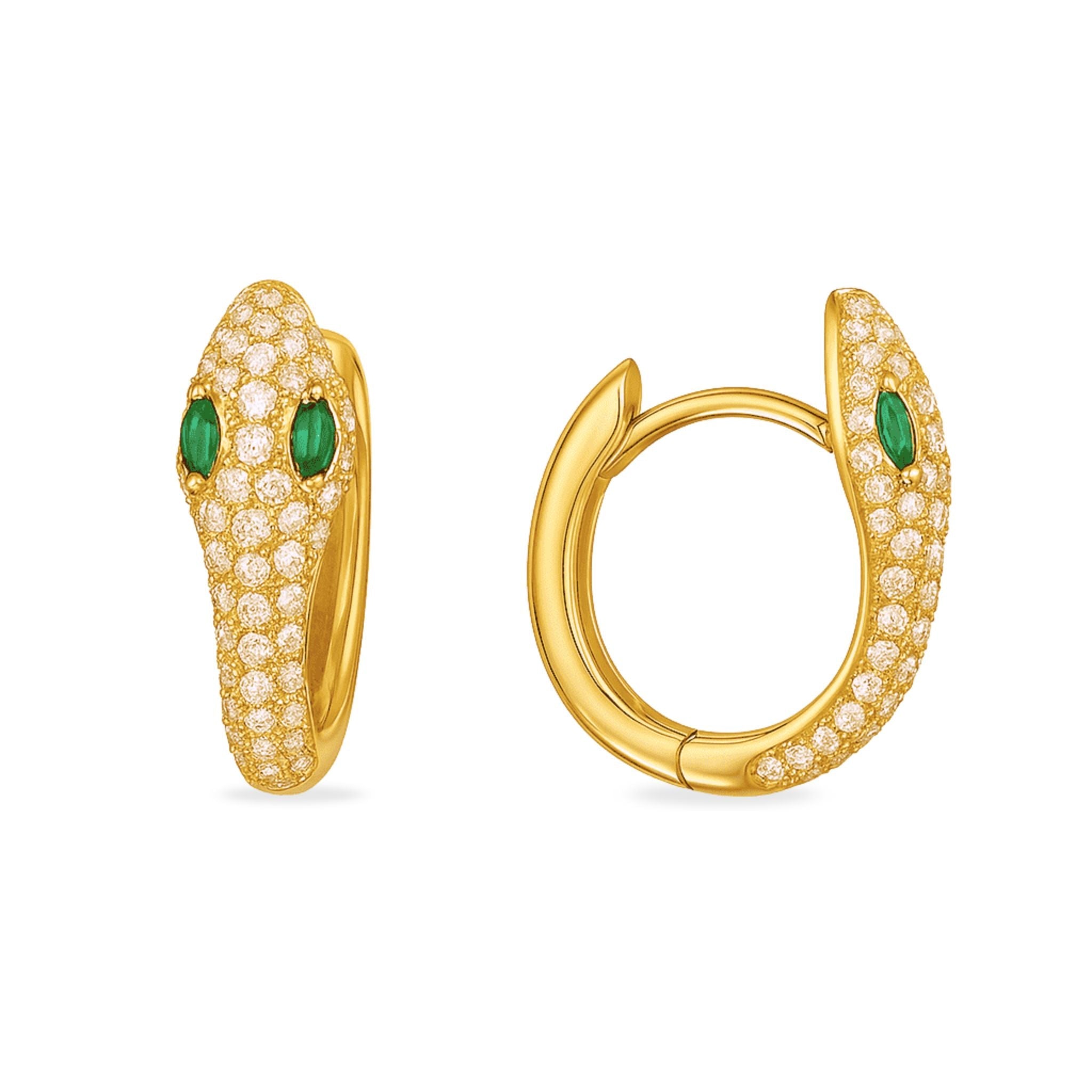 Brinco Argola de Cobra com Zircônias Banhado em Ouro 18k