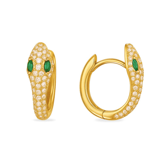 Brinco Argola de Cobra com Zircônias Banhado em Ouro 18k